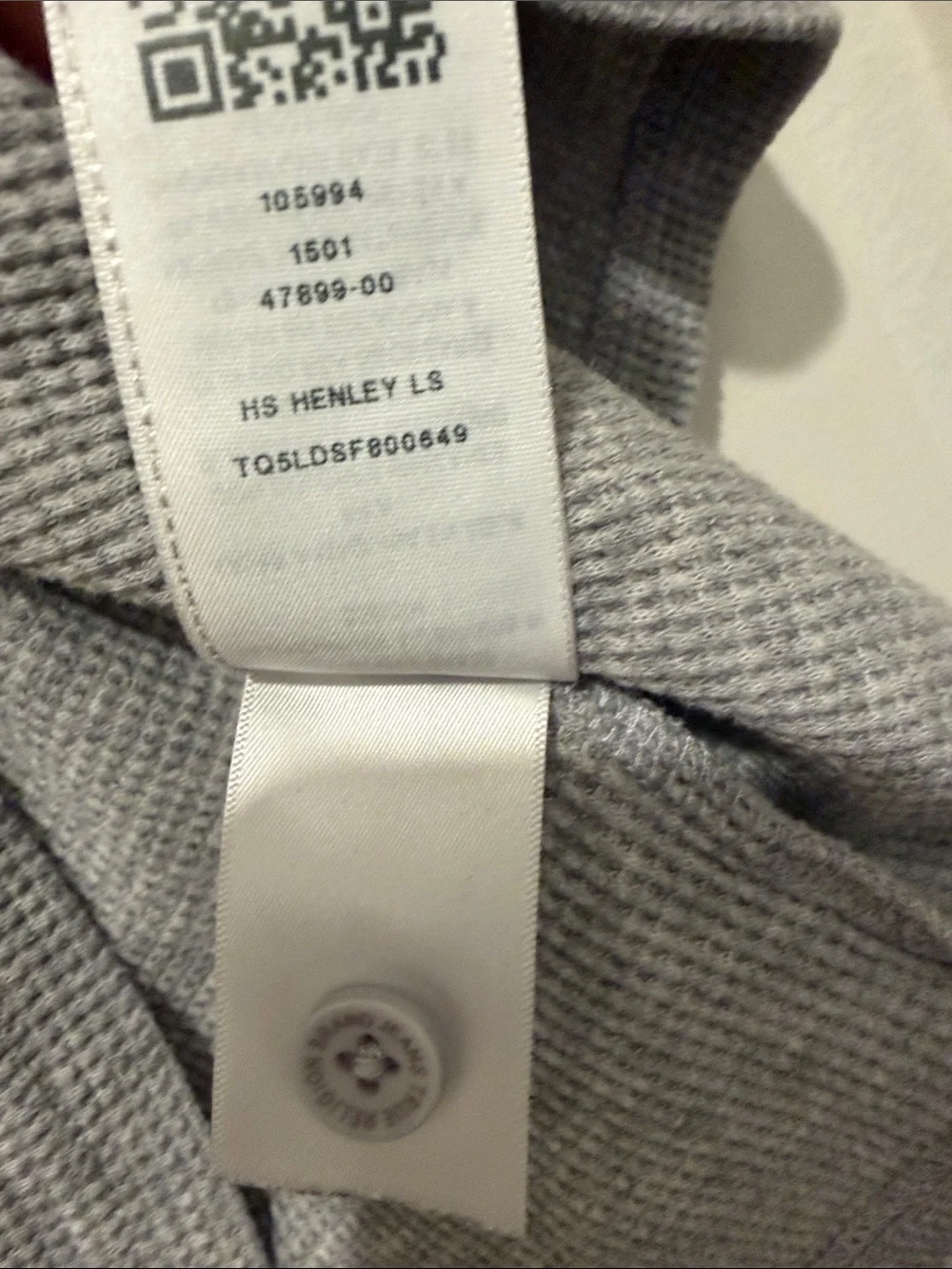 True Religion Grey Waffle Henley Long Sleeve Shirt